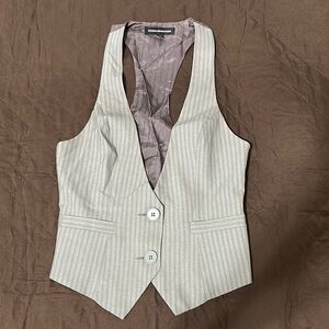 Express Design Studio Gray Pinstripe racerback Vest with Buttons